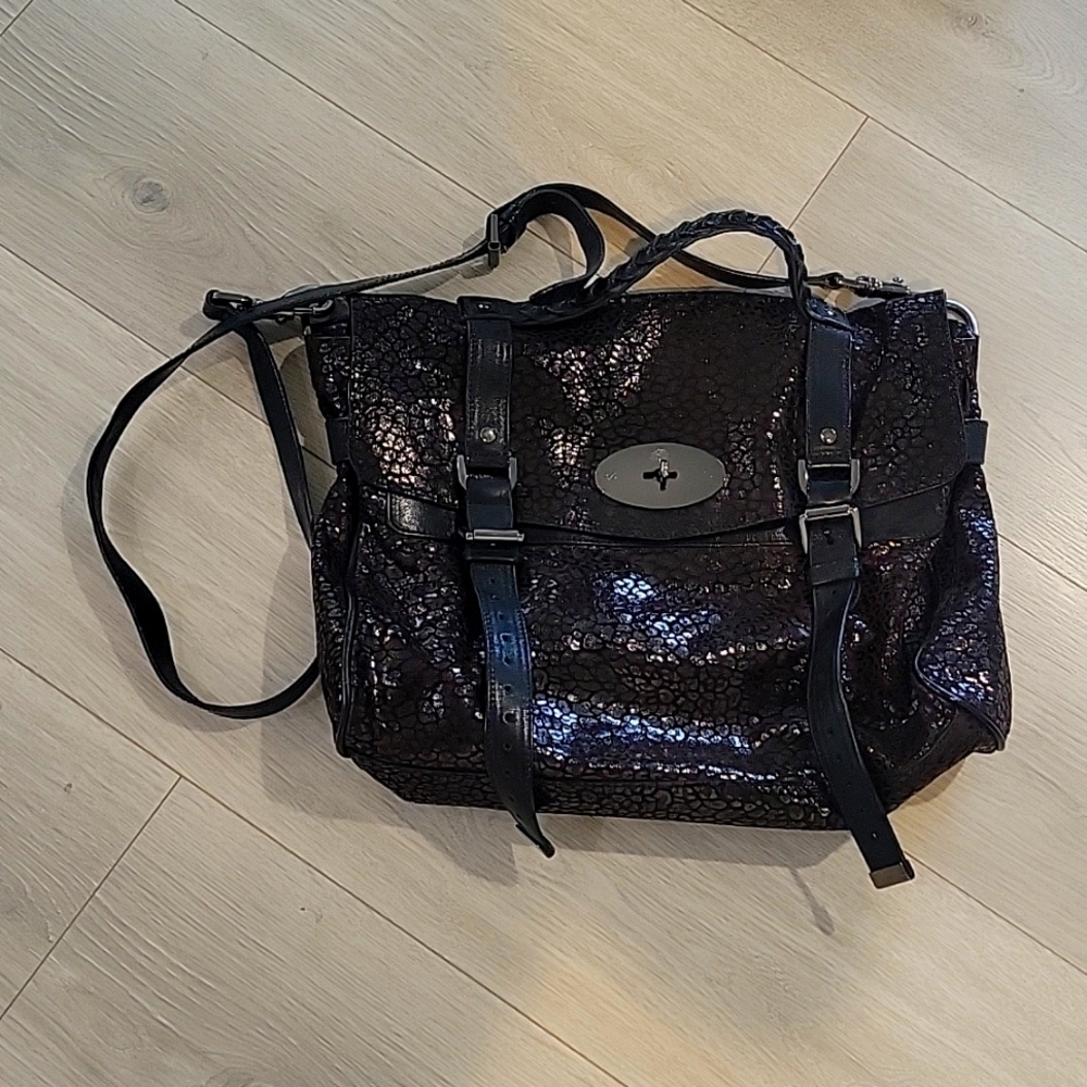 $1,550 Mulberry Alexa Limited Edition Suede Leopard Black Women Handbag